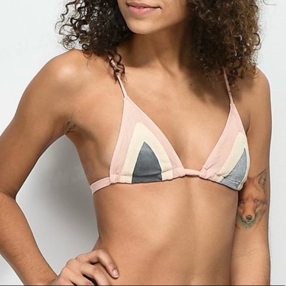 NIGHTWALKER Other - NWT Women’s Nightwalker The Slide Pink Geometric Triangle Bralette Bikini Top Sm
